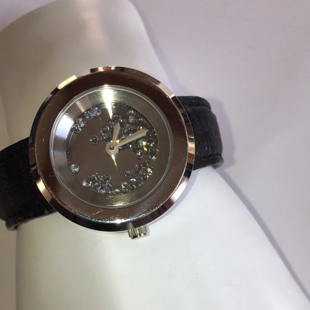 Andre Giroud Floating Diamond Black Ostrich Watch